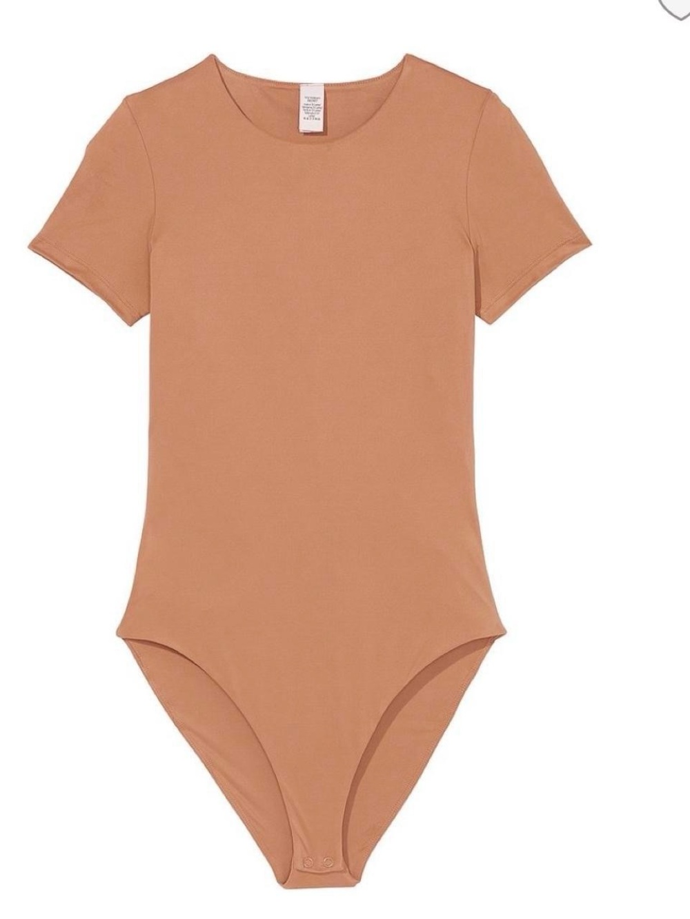 Victoria's Secret Short Sleeve One-Piece Bodysuit - Camel